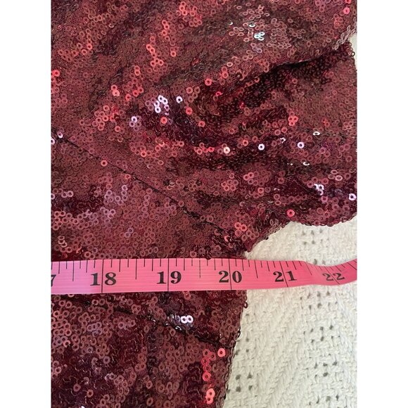 New Lane Bryant Red Sequins Top size 14 Babydoll Flutter short sleeve Holiday - Picture 8 of 11